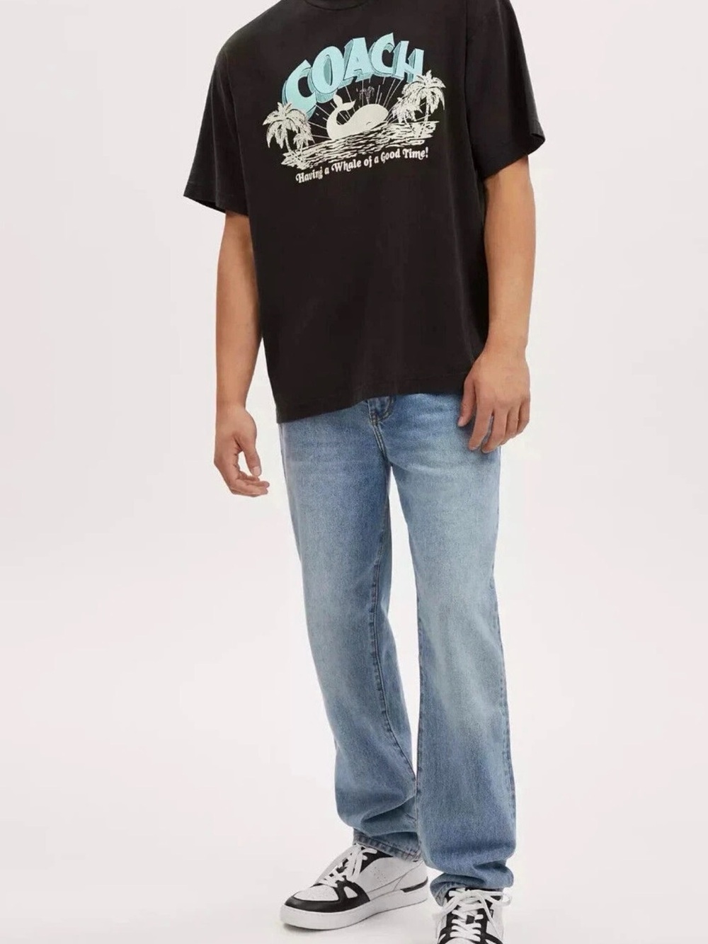 Coach Men's Whale Washed Out Black Organic Cotton T Shirt